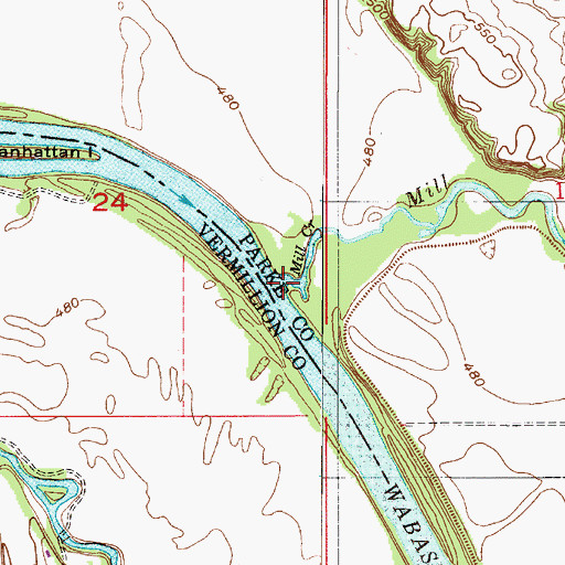 Topographic Map of Mill Creek, IN
