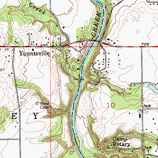 Topographic Map of Mill Creek, IN