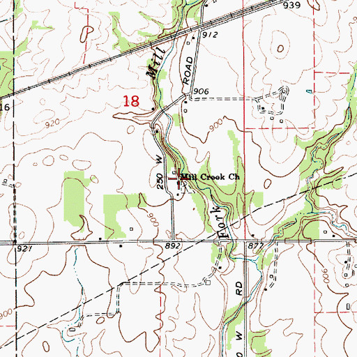 Topographic Map of Mill Creek Church, IN