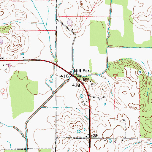 Topographic Map of Mill Park, IN