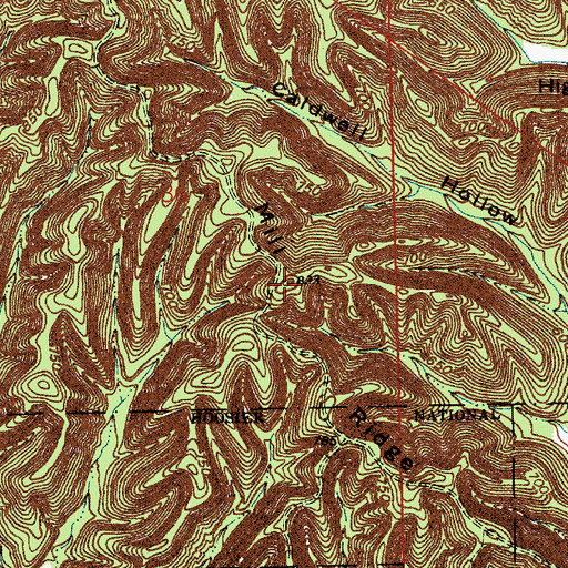 Topographic Map of Mill Ridge, IN