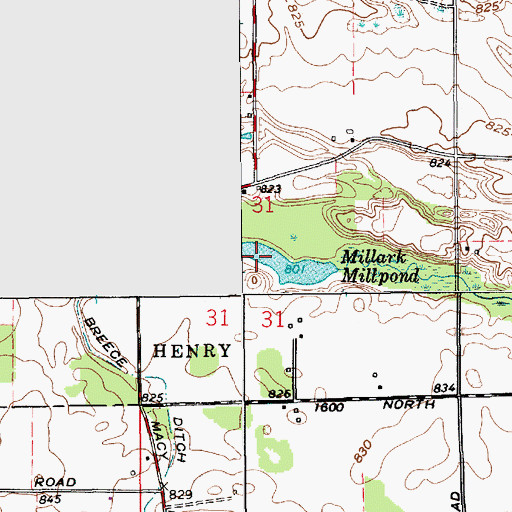 Topographic Map of Millark Millpond, IN