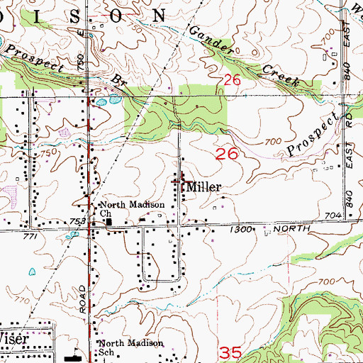Topographic Map of Miller, IN