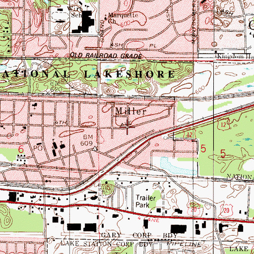 Topographic Map of Miller, IN