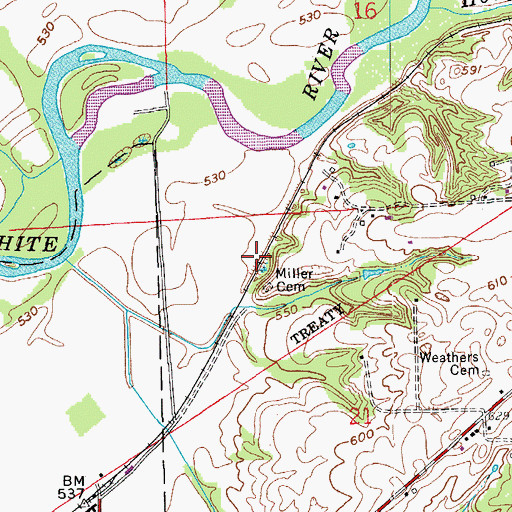 Topographic Map of Miller Cemetery, IN