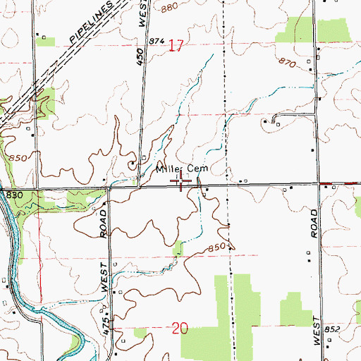 Topographic Map of Miller Cemetery, IN