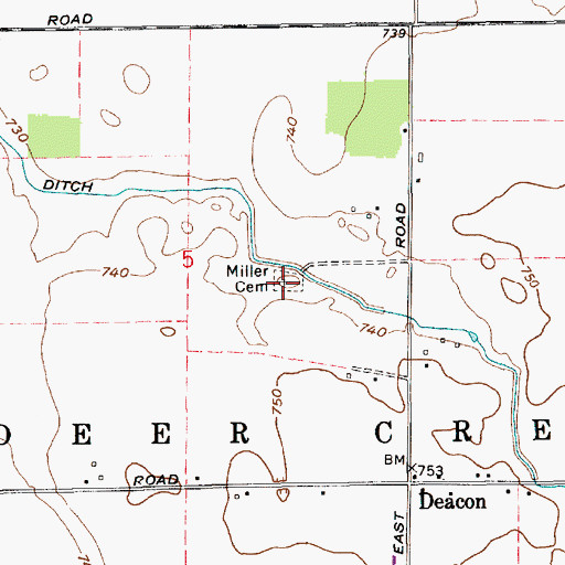 Topographic Map of Miller Cemetery, IN