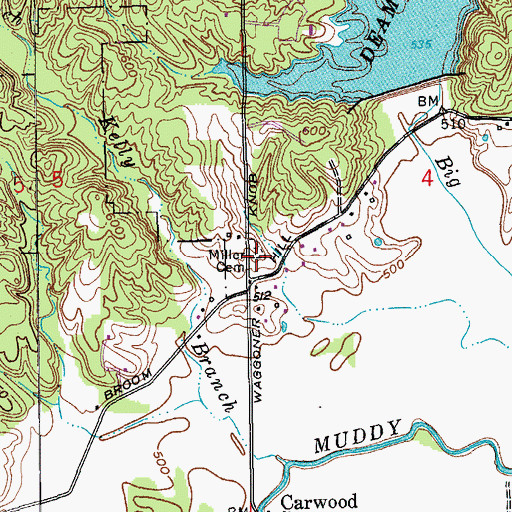 Topographic Map of Miller Cemetery, IN