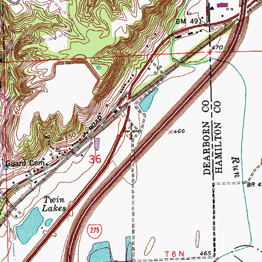 Topographic Map of Miller Cemetery, IN