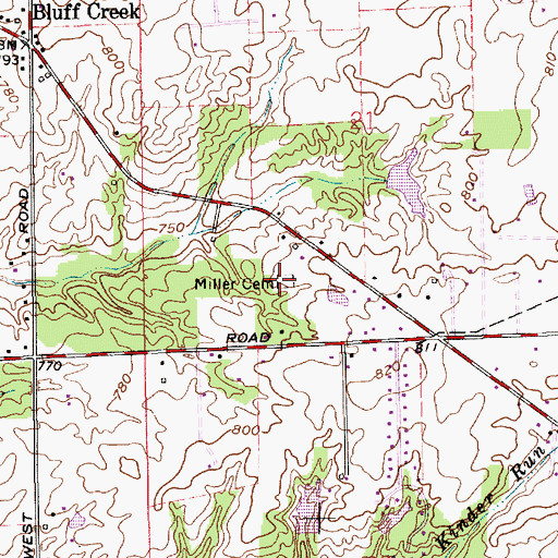 Topographic Map of Miller Cemetery, IN