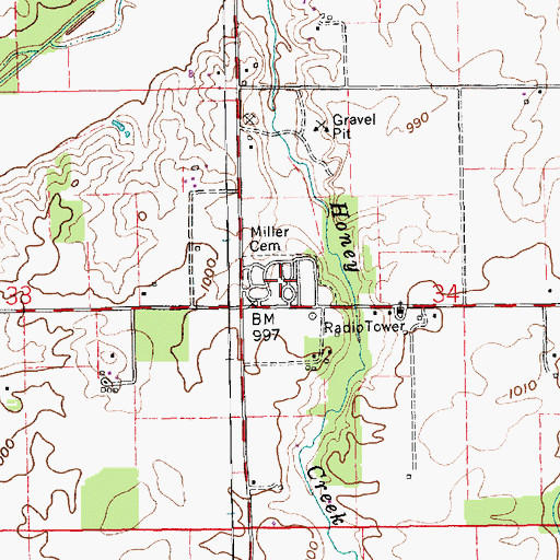 Topographic Map of Miller Cemetery, IN