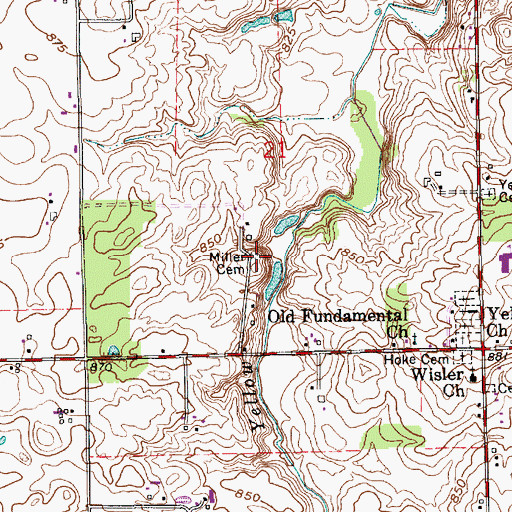Topographic Map of Miller Cemetery, IN