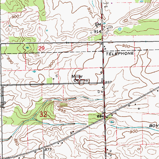Topographic Map of Miller Cemetery, IN