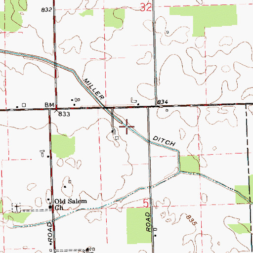 Topographic Map of Miller Ditch, IN