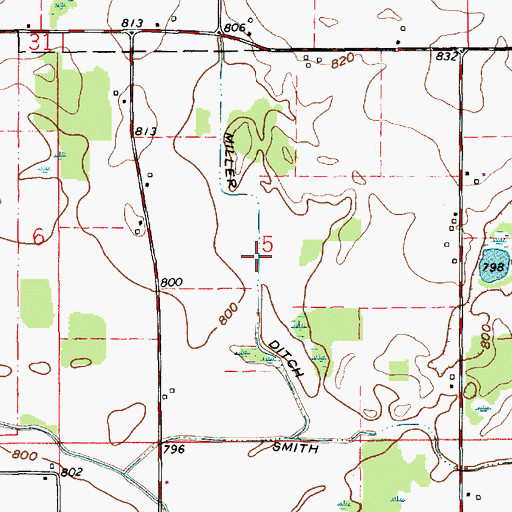 Topographic Map of Miller Ditch, IN