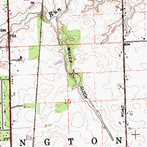 Topographic Map of Miller Ditch, IN