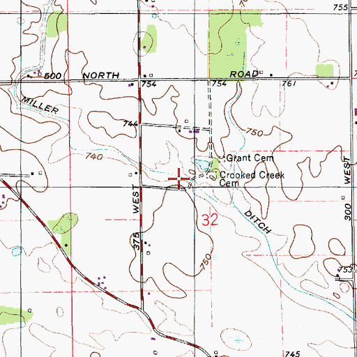 Topographic Map of Miller Ditch, IN