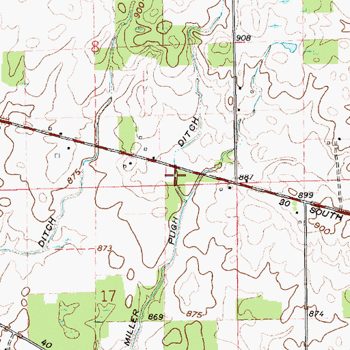 Topographic Map of Miller Pugh Ditch, IN