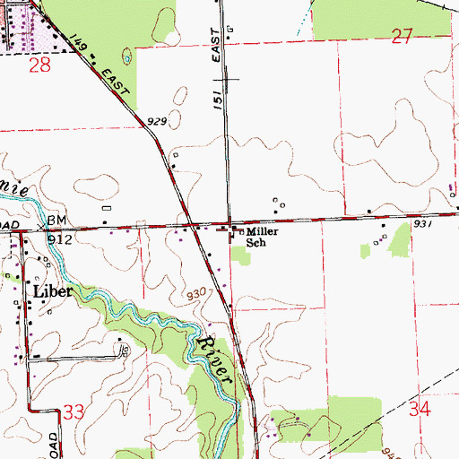 Topographic Map of Miller School, IN