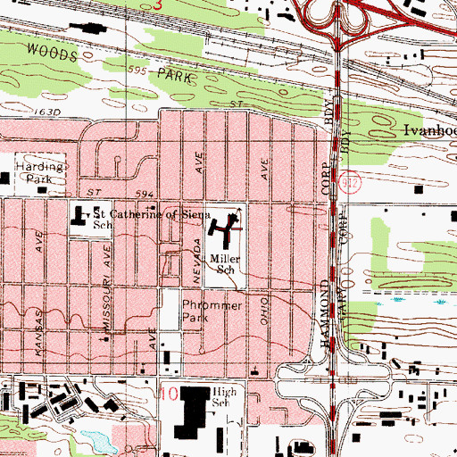 Topographic Map of Miller School, IN