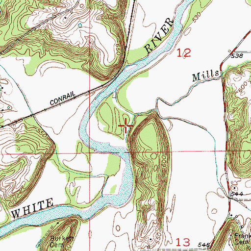 Topographic Map of Mills Creek, IN