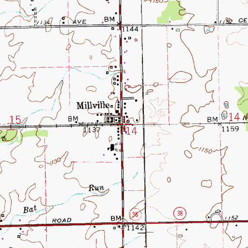 Topographic Map of Millville, IN