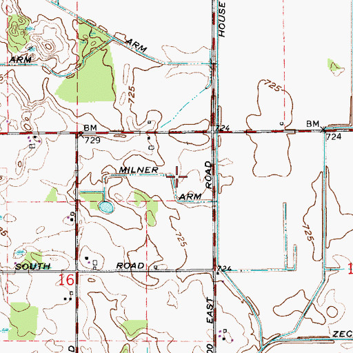Topographic Map of Milner Arm, IN