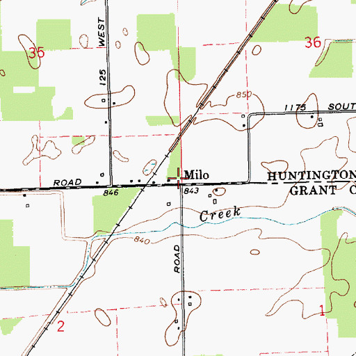 Topographic Map of Milo, IN