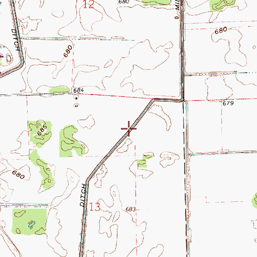 Topographic Map of Minch Ditch, IN
