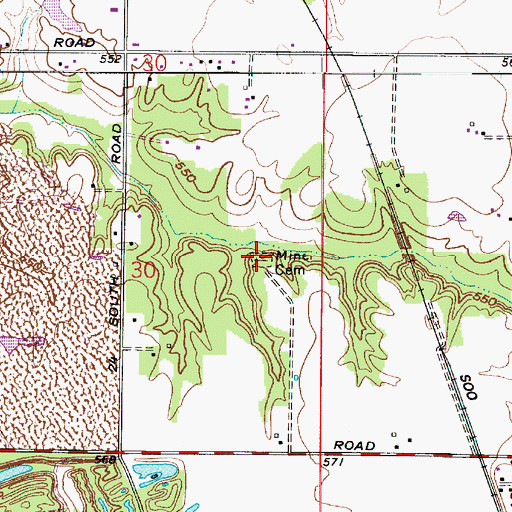 Topographic Map of Miner Cemetery, IN