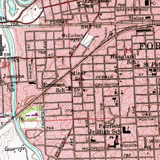 Topographic Map of Miner School, IN
