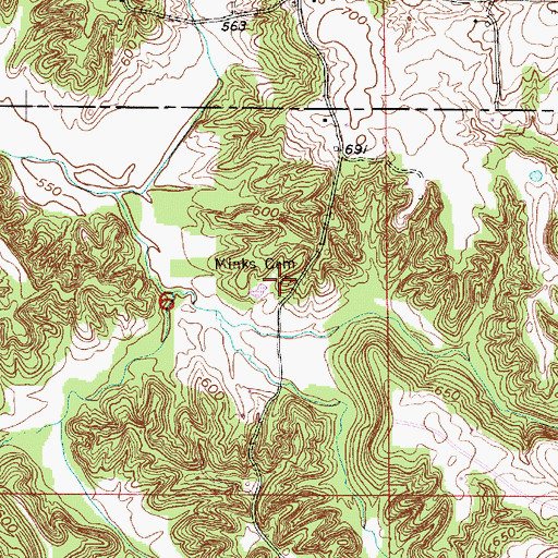 Topographic Map of Minks Cemetery, IN