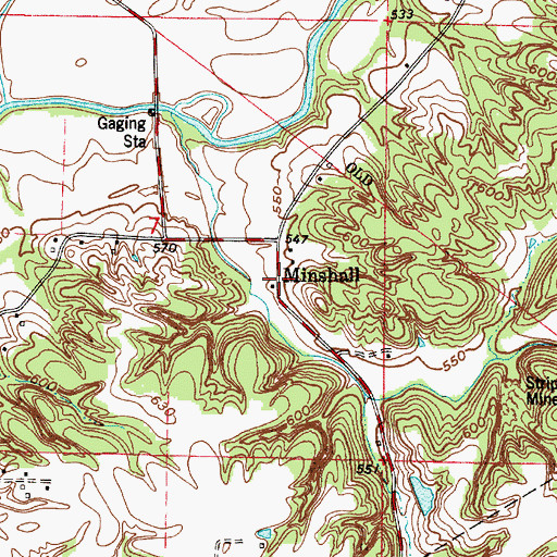 Topographic Map of Minshall, IN