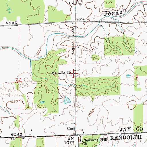Topographic Map of Miracle Church, IN