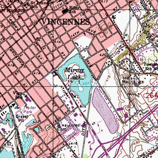 Topographic Map of Mirror Lake, IN