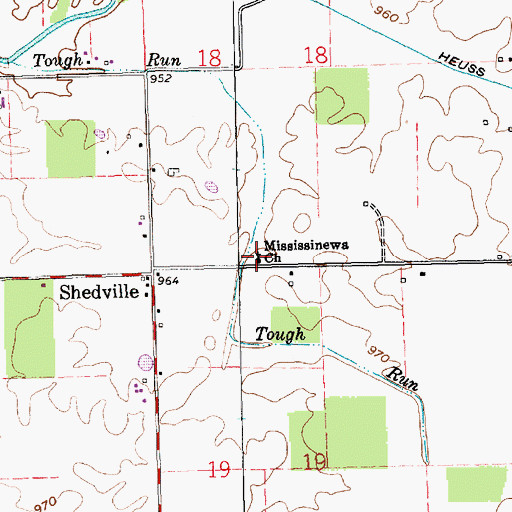 Topographic Map of Mississinewa Church, IN
