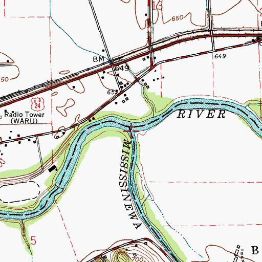 Topographic Map of Mississinewa River, IN