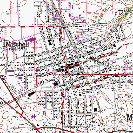 Topographic Map of Mitchell, IN