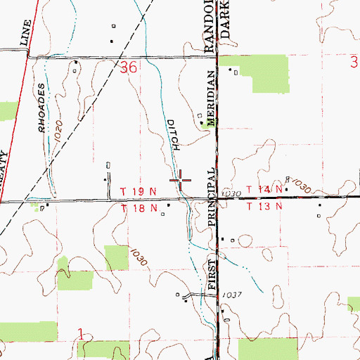 Topographic Map of Mitchell Ditch, IN