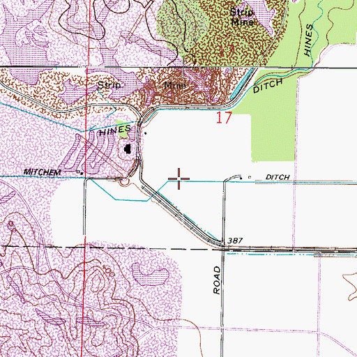 Topographic Map of Mitchem Ditch, IN