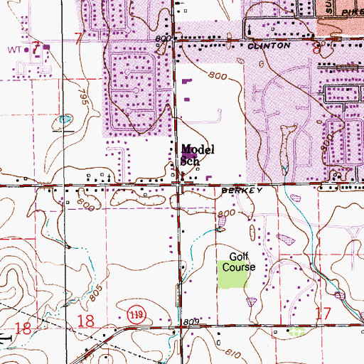 Topographic Map of Model Elementary School, IN