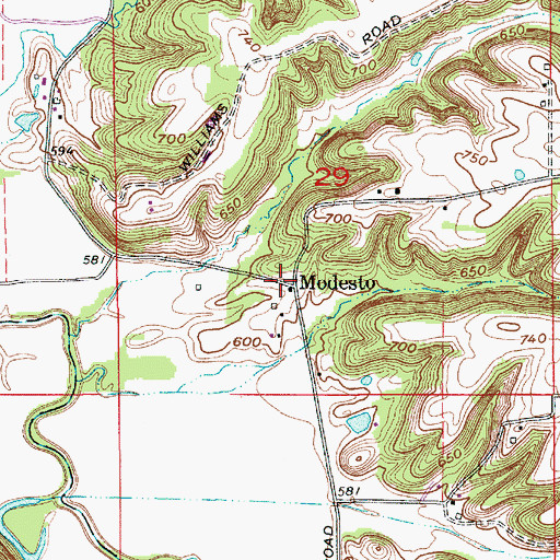 Topographic Map of Modesto, IN