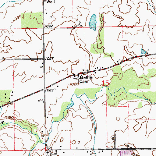 Topographic Map of Moffitt Cemetery, IN