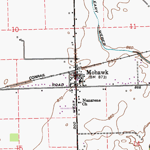 Topographic Map of Mohawk, IN