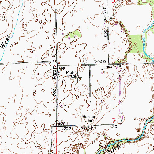 Topographic Map of Wilkins Cemetery, IN