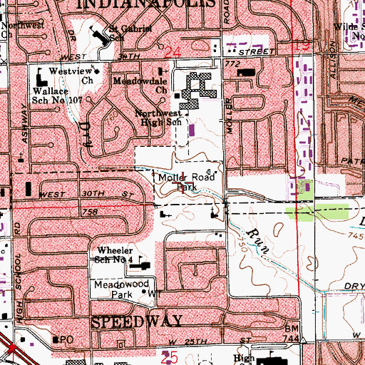Topographic Map of Gustafson Park, IN