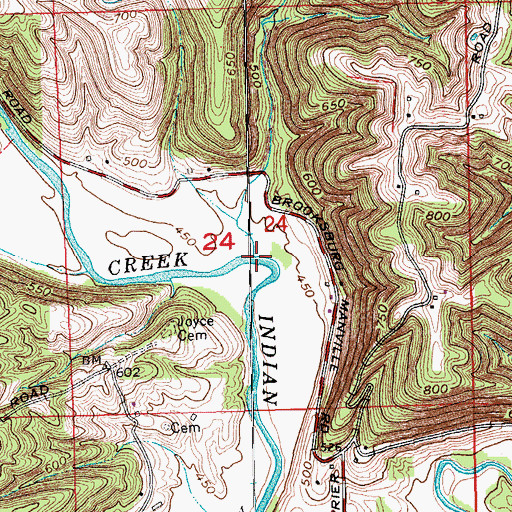 Topographic Map of Mollys Run, IN