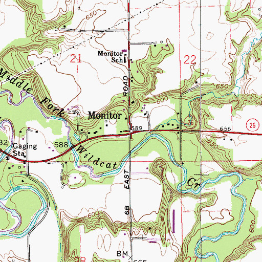 Topographic Map of Monitor, IN