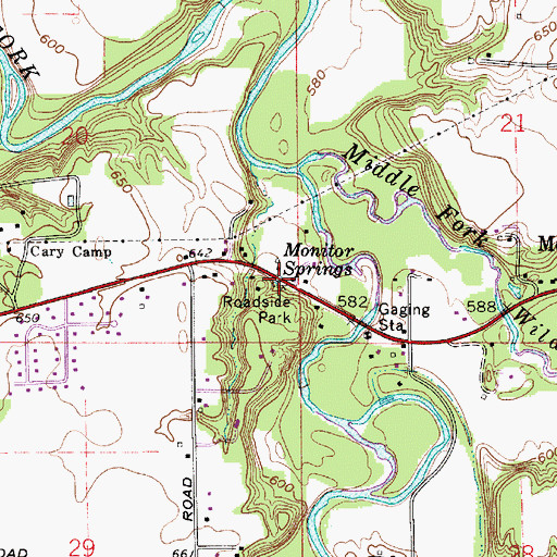 Topographic Map of Monitor Springs, IN