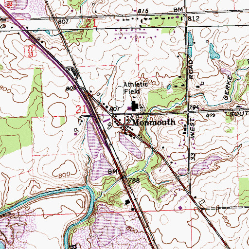 Topographic Map of Monmouth, IN